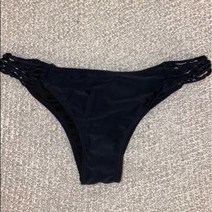 forever 21 black braided swim bottoms